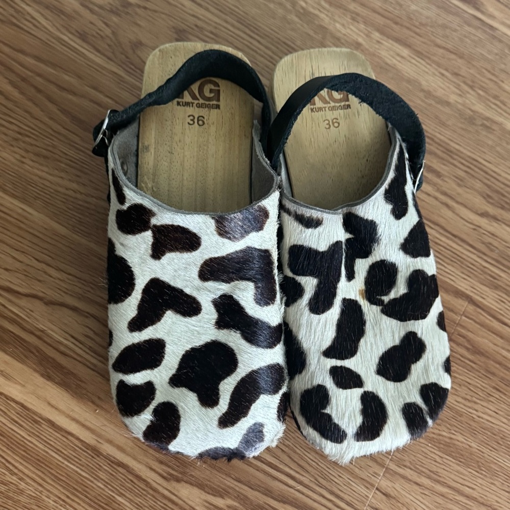 KG by Kurt Geiger Cow Print Hair-on-hide clogs Size 36 - Picture 2 of 11